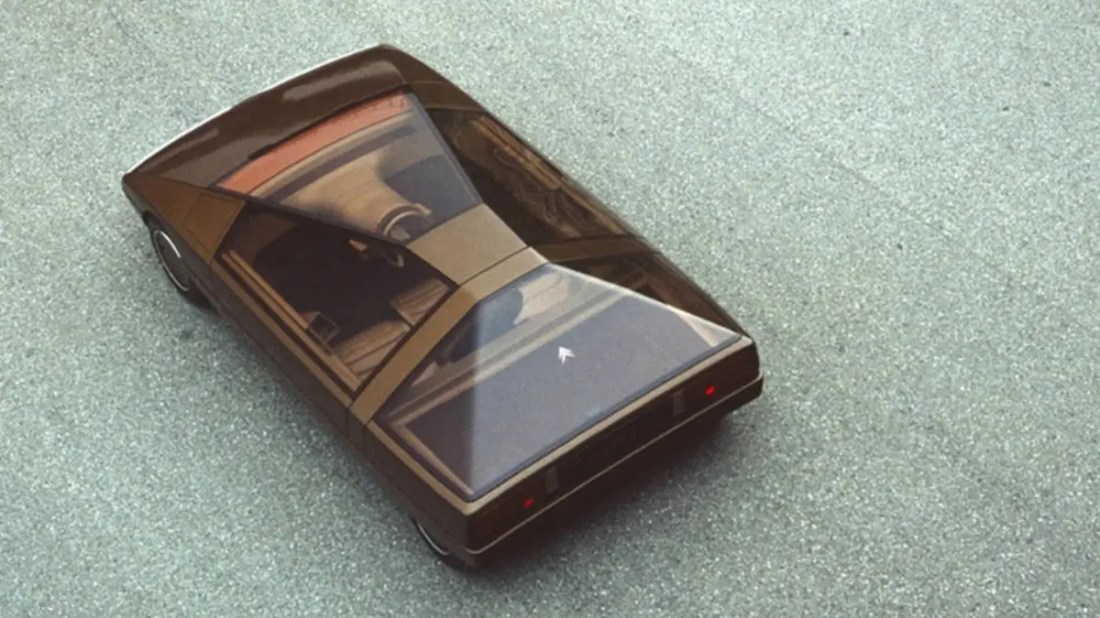 Overhead view of the pyramid-shaped Citroen Karin concept car