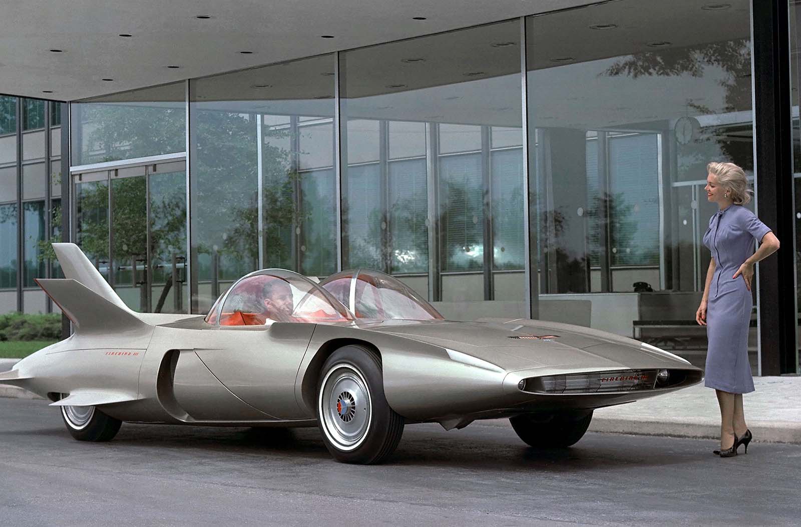 General Motors Firebird III concept car with multiple tail fins, 1958