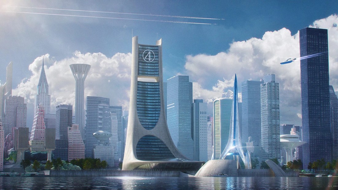 Retro-futuristic mid-century set design from Fantastic Four: First Steps
