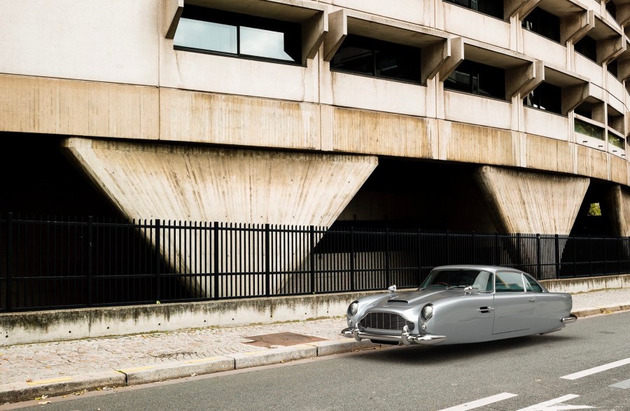 Renaud Marion photograph of a vintage car hovering above the street